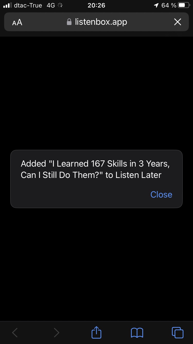 Added to listen later dialog